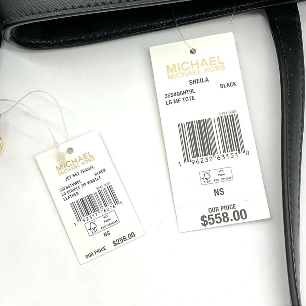 Michael Kors Bag Large Sheila Mf Tote Bag & Large Double Zip Wallet Black/Gold - Picture 15 of 15